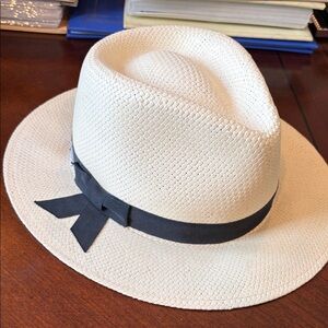 Stylish White Panama hat with Black Band